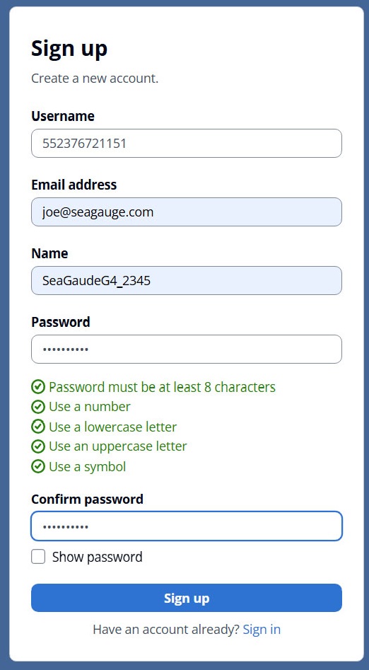 Helmsmart-cloud creat account details